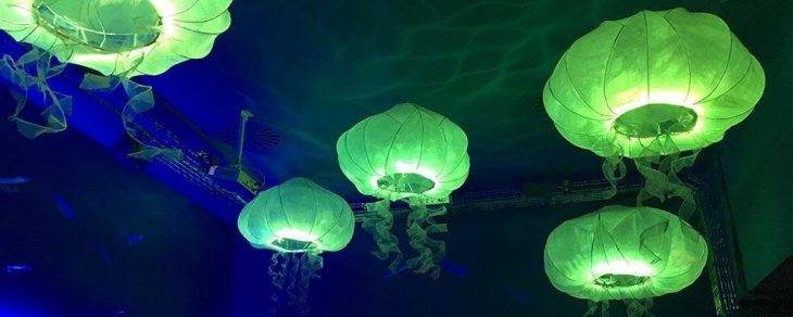 Verne méduses déco en vert et bleu