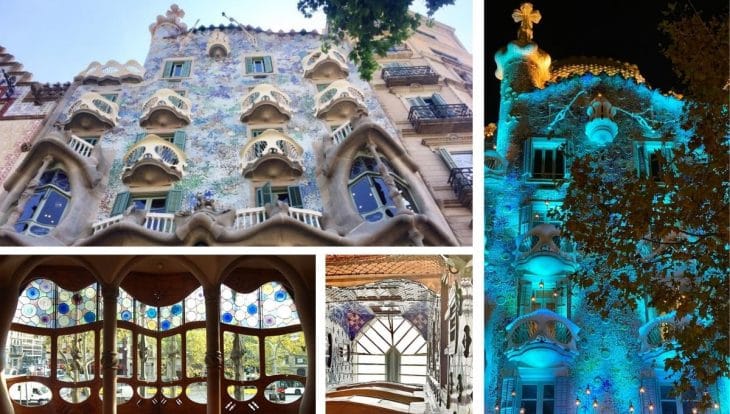 Maison Gaudí : Casa batlló : façade, de jour et de nuit, intérieur et cage d'escalier