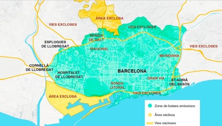 ZBE Barcelone plan de la ville et des zones concernées