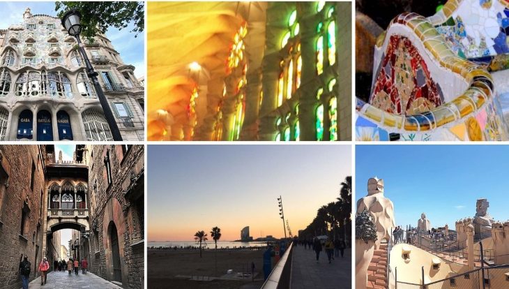 photos sagrada Familia, pedrera, casa battlo parc Güell etc