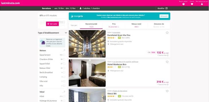 lastminute.com barcelone